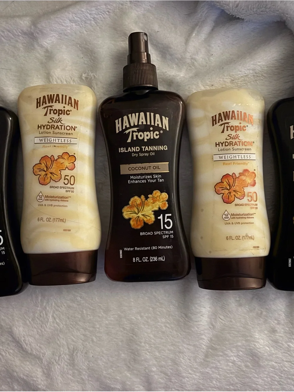 Hawaiian Tropic Sunscreen & Tanning Oil Bundle Lot of 5 SPF 15 & SPF 50